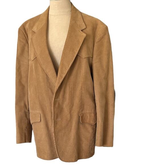 Western Classic Guy Garret Corduroy Blazer Jacket 42R Beige Elbow Pads - Picture 5 of 12